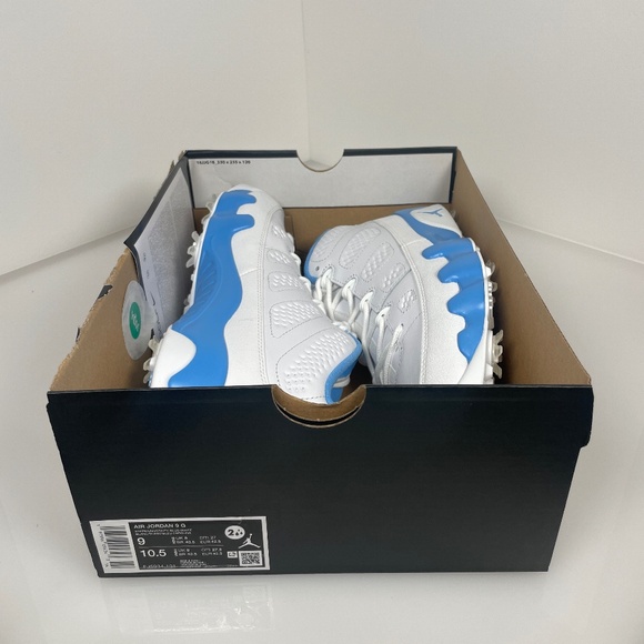 NEW MEN'S NIKE AIR JORDAN 9 G RETRO GOLF FJ5934-101 WHITE UNIVERSITY BLUE SZ 9 - Picture 1 of 8